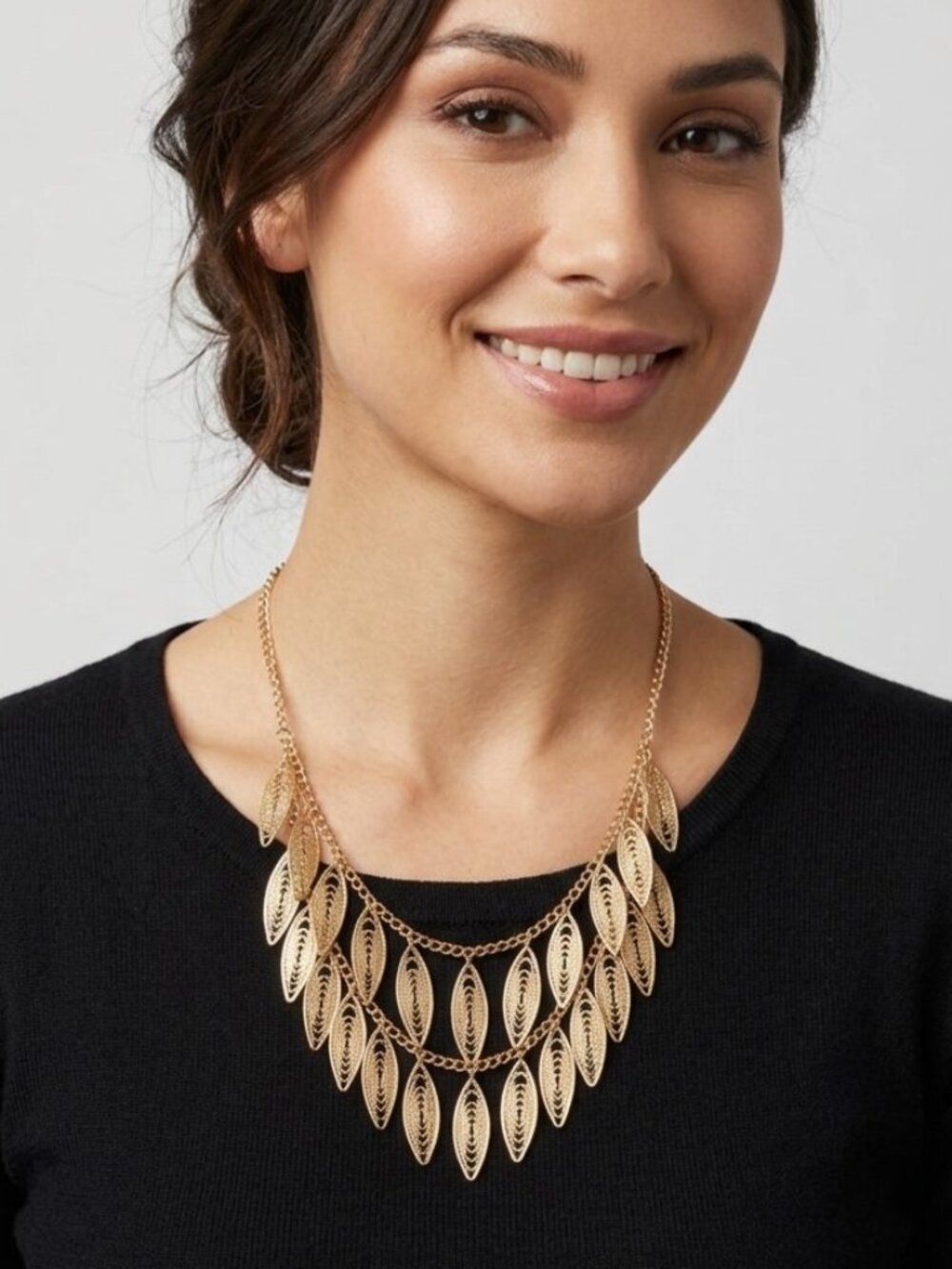 Gold Leaf Double Layered Extendable Necklace